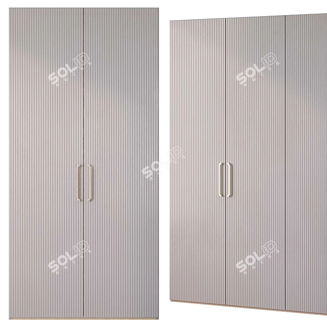 Metal Wood Gray Bingo Wardrobe 3D model image 2