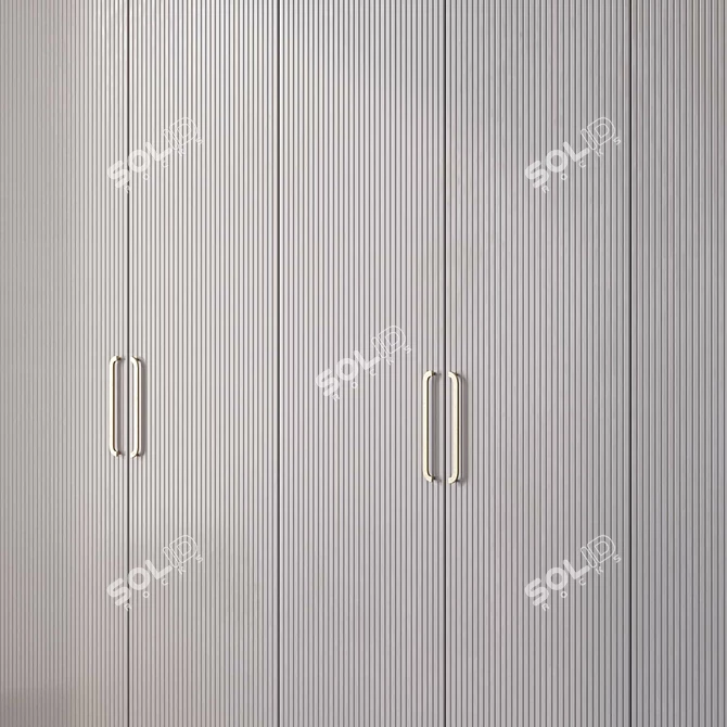 Metal Wood Gray Bingo Wardrobe 3D model image 4