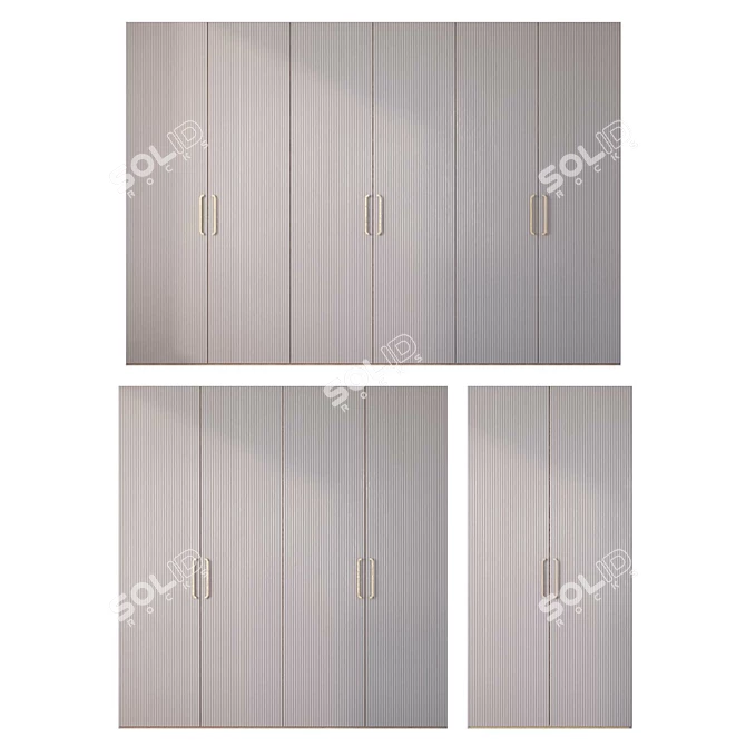 Metal Wood Gray Bingo Wardrobe 3D model image 5