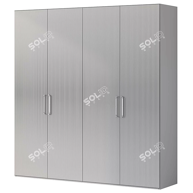 Metal Wood Gray Bingo Wardrobe 3D model image 6