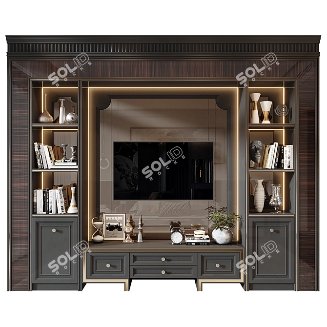 Modern TV Wall Decor Shelf 3D model image 1