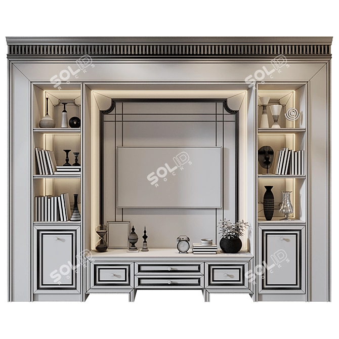 Modern TV Wall Decor Shelf 3D model image 2