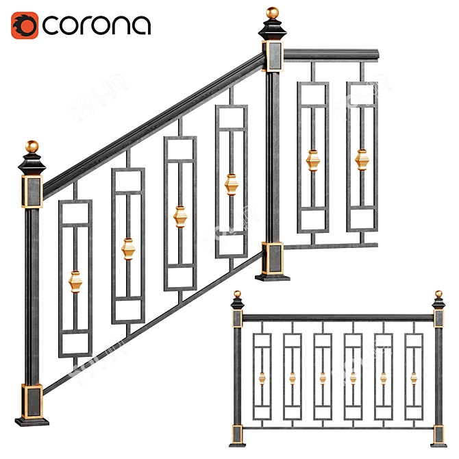 Safety Handrail Stair XFrom:Yes 3D model image 1