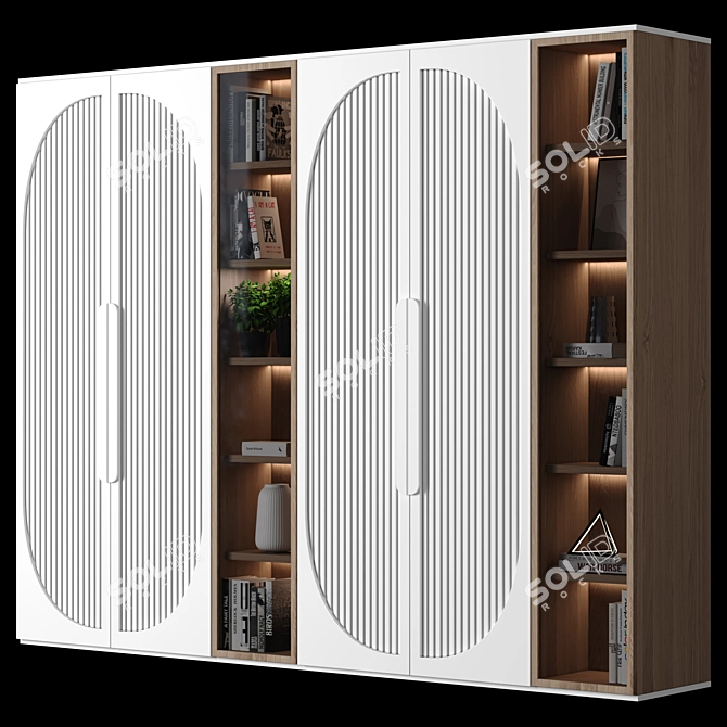 Modular Wardrobe & Shelf 120 3D model image 2