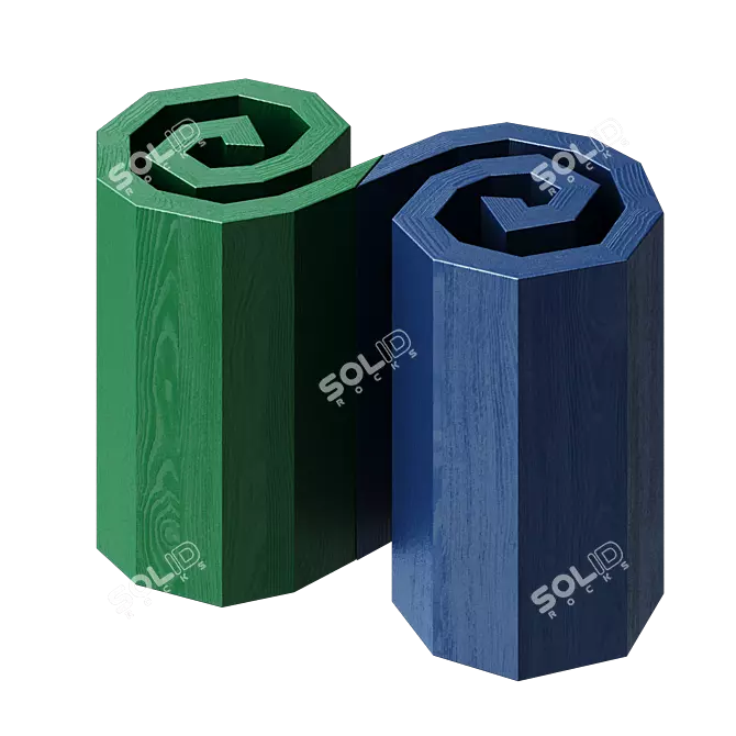 Sculptural Wooden Spiral Stool 3D model image 3