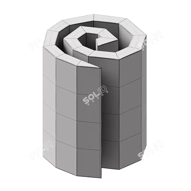 Sculptural Wooden Spiral Stool 3D model image 4