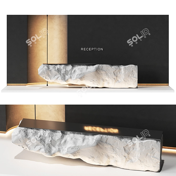 Natural Rock Reception Desk Set 3D model image 1