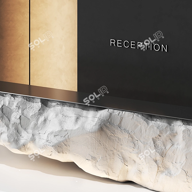 Natural Rock Reception Desk Set 3D model image 2