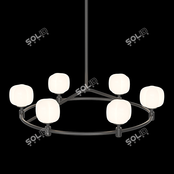 Elegant Ring Chandelier with White Glass Globes 3D model image 3