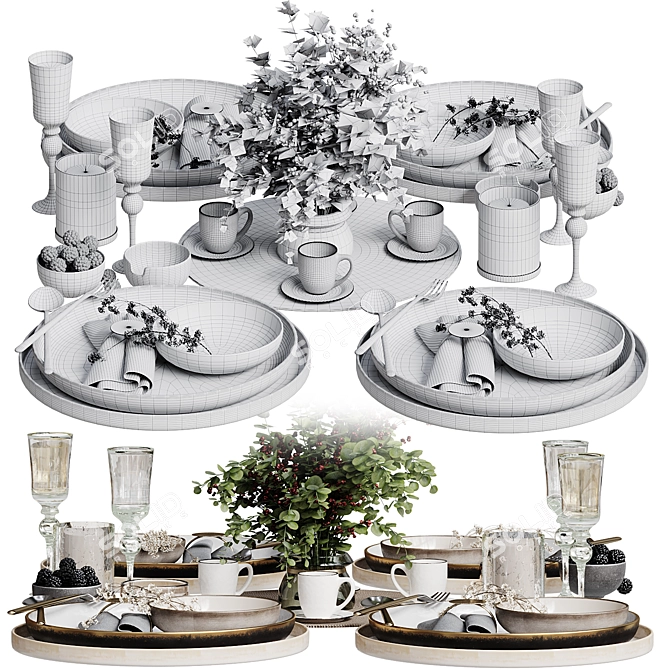 Corona 9 Table Set Legacy 3D model image 4