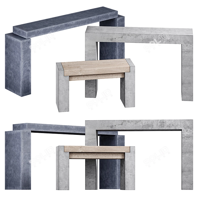 Stone Banquettes Set 3D model image 1