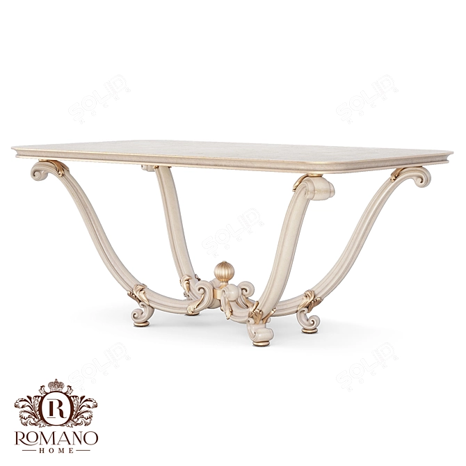 Handcrafted Dining Table, Customizable Finish 3D model image 1