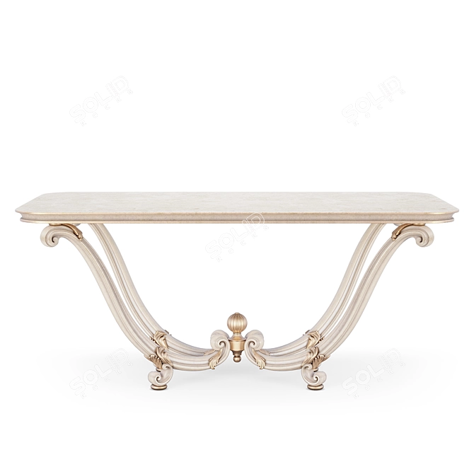 Handcrafted Dining Table, Customizable Finish 3D model image 2