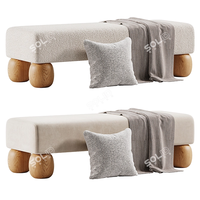 Boucle Bench Seat in Sunlit Solitude 3D model image 1