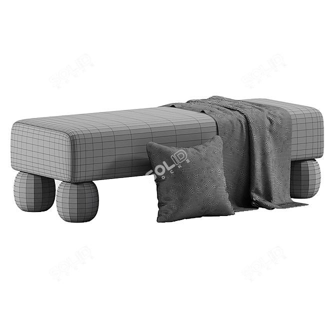 Boucle Bench Seat in Sunlit Solitude 3D model image 5