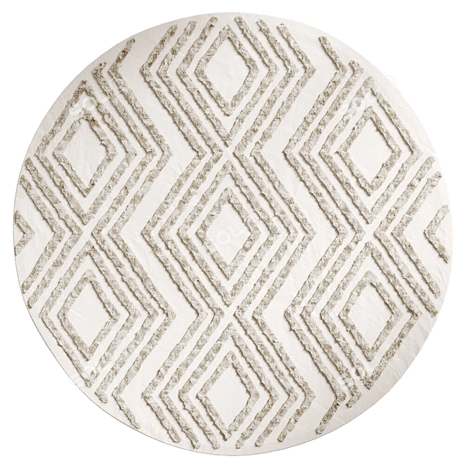 Round Ziggy Cotton Rug 3D model image 2