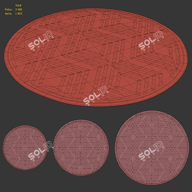 Round Ziggy Cotton Rug 3D model image 6