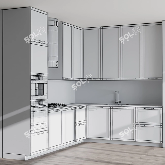 Modern Bosch Kitchen Set Gray 3D model image 7