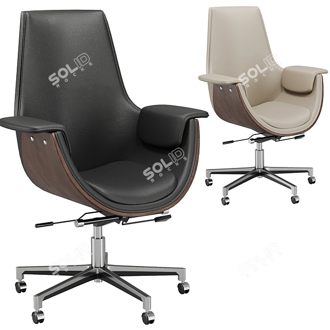  Gray Leather High-Back Office Chair 3D model image 1