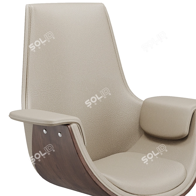  Gray Leather High-Back Office Chair 3D model image 3