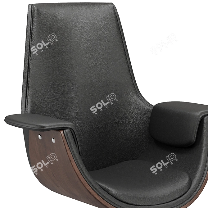  Gray Leather High-Back Office Chair 3D model image 4