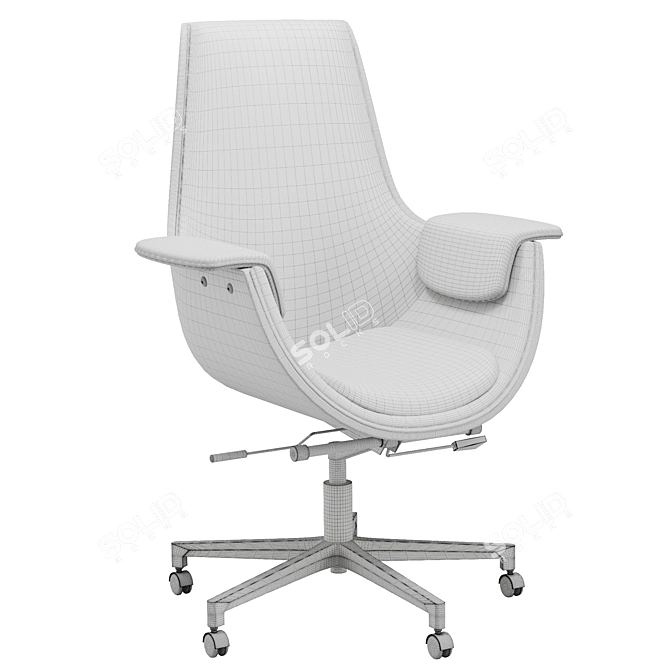  Gray Leather High-Back Office Chair 3D model image 6