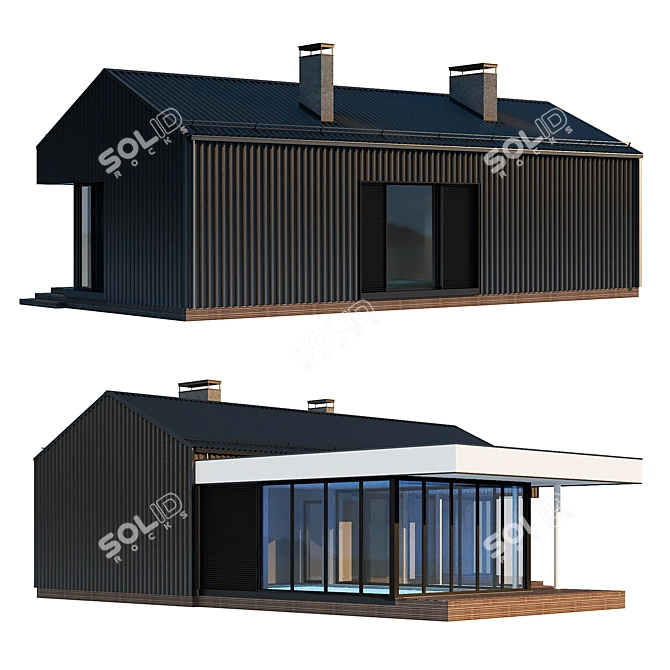 Строение с бассейном, 100 м2 3D model image 2