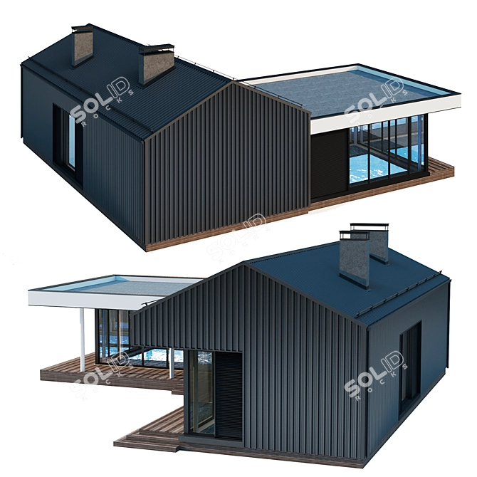 Строение с бассейном, 100 м2 3D model image 4