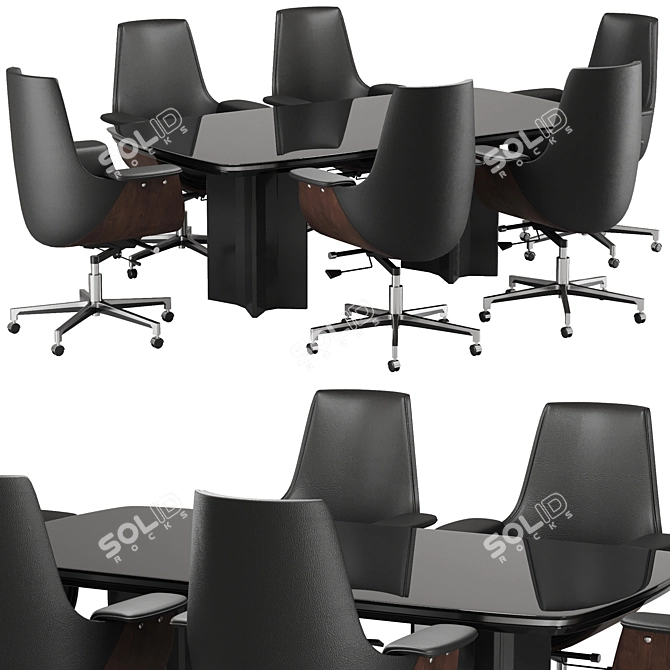 Gray Leather Modern Office Chair 3D model image 1