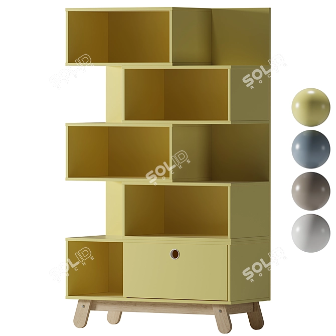  Modern Sky Blue Shelving Unit 3D model image 1