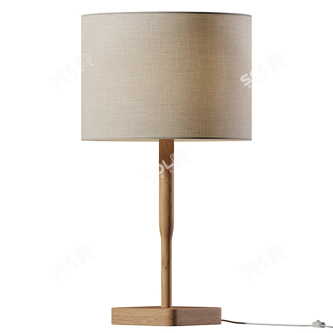 Elegant Morton Wood Table Lamp 3D model image 1