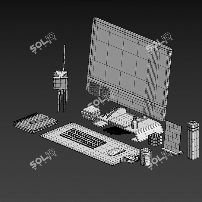 Stylish Apple Workspace Set 3D model image 6