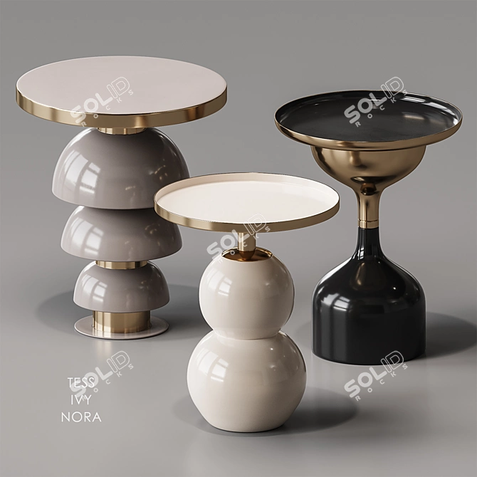 LEITMOTIV Metal Side Tables Set 3D model image 2