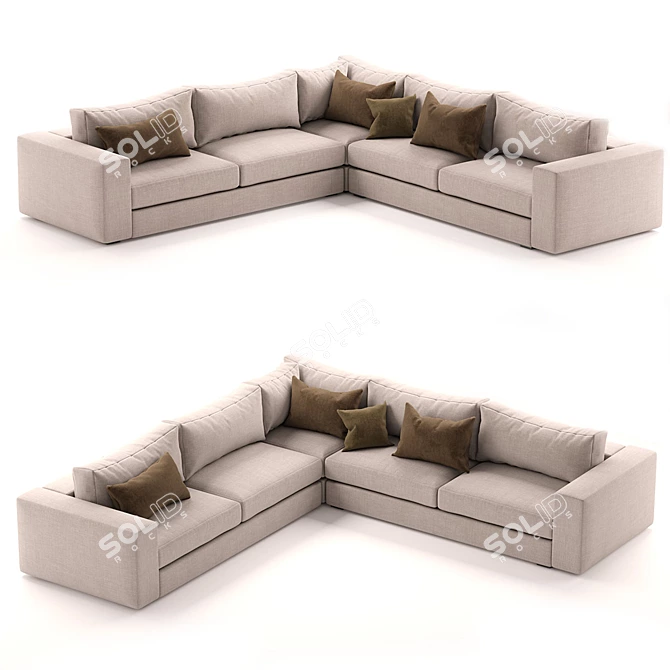 Modern Low Profile Corner Sectional 3D model image 1