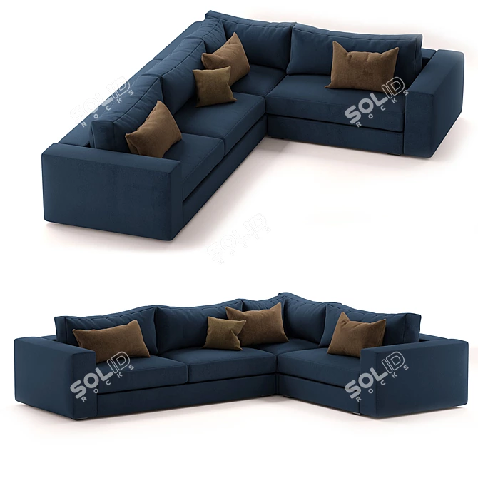 Modern Low Profile Corner Sectional 3D model image 2