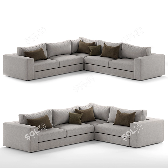 Modern Low Profile Corner Sectional 3D model image 7