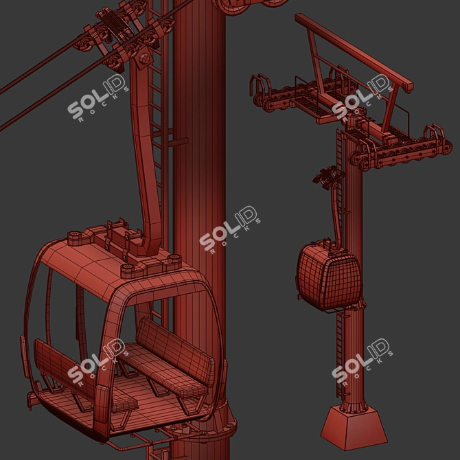 Mountain Cable Car Ride 3D model image 4