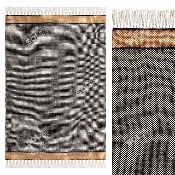 Boho Charm Jute Fringed Rug 3D model image 1