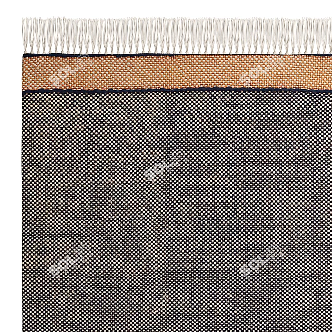 Boho Charm Jute Fringed Rug 3D model image 2