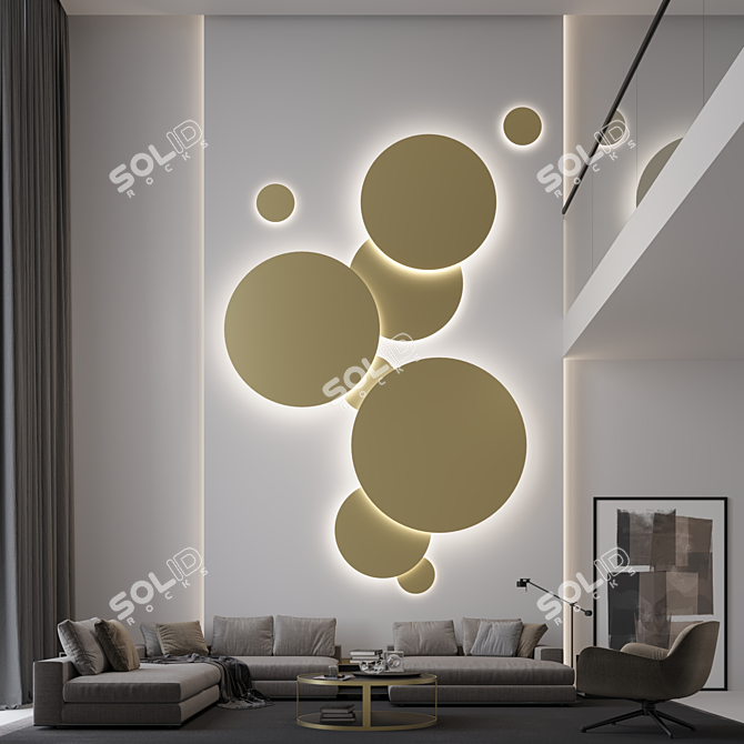 Title: LED Disk Wall Light Combo 3D model image 6