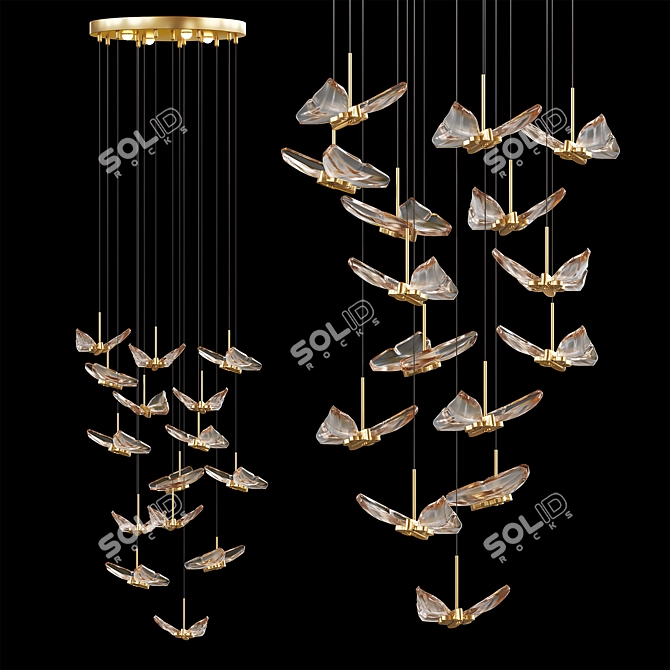 Butterfly LED Pendant Chandelier 3D model image 1