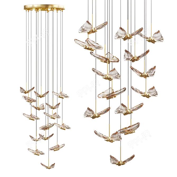 Butterfly LED Pendant Chandelier 3D model image 2