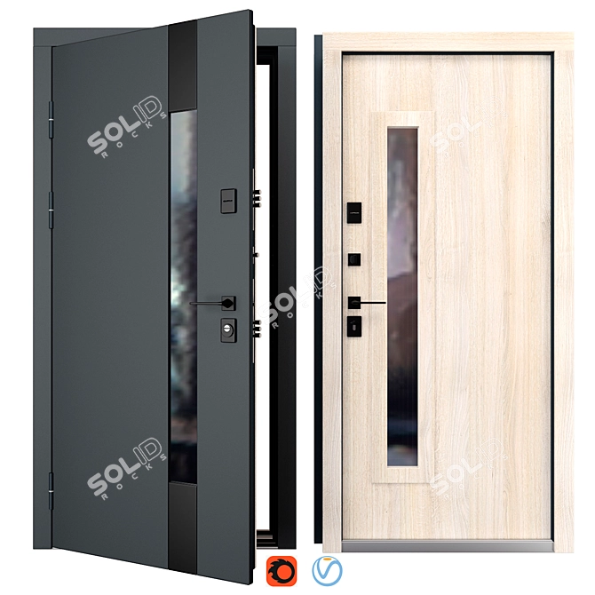 Tower (Abwehr) Metal Entrance Door 3D model image 1