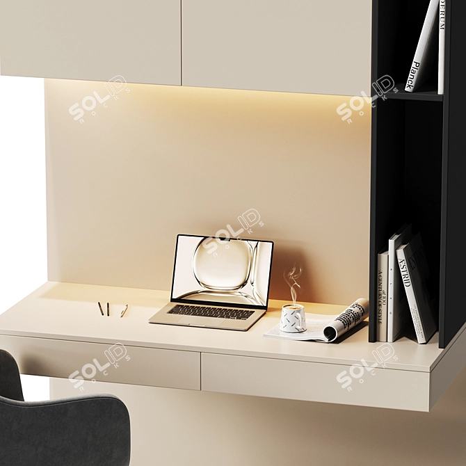 Modern Office Workspace Set 3D model image 3