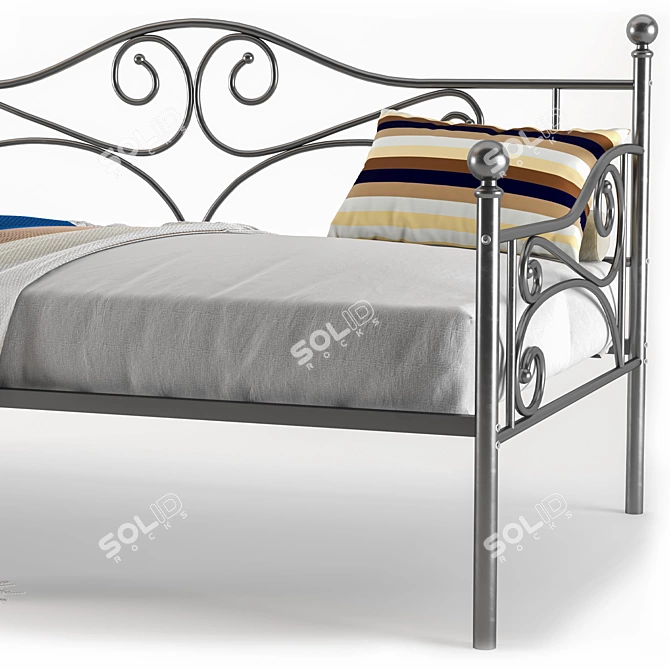 Stylish Metal Daybed in Slate Gray 3D model image 3