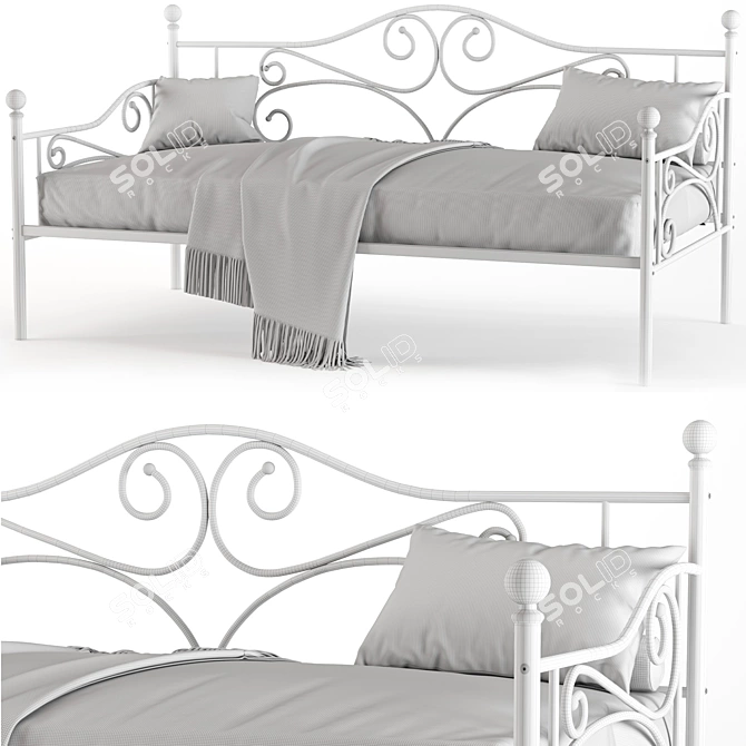 Stylish Metal Daybed in Slate Gray 3D model image 4