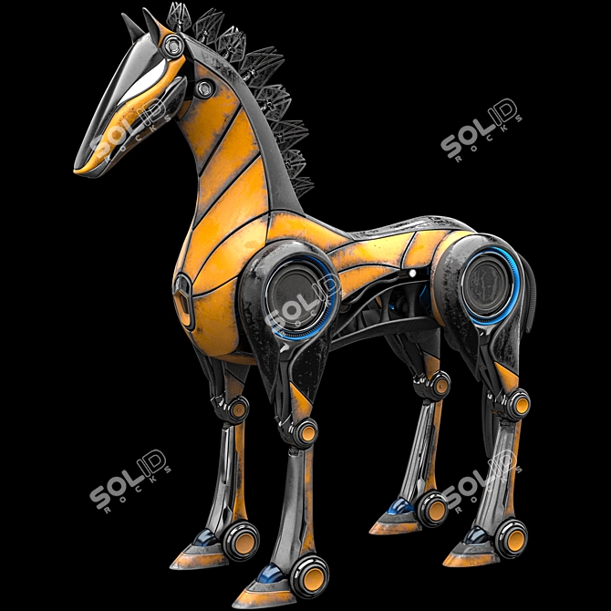 Robotic Horse Character with Animation 3D model image 2