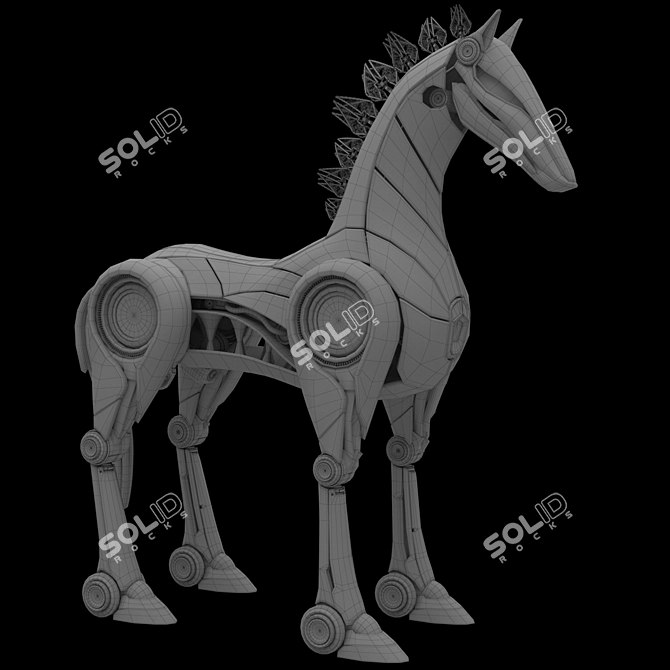 Robotic Horse Character with Animation 3D model image 5