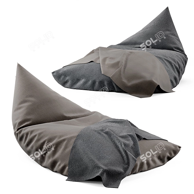 Velvety Triangle Bean Bag Chair 3D model image 1