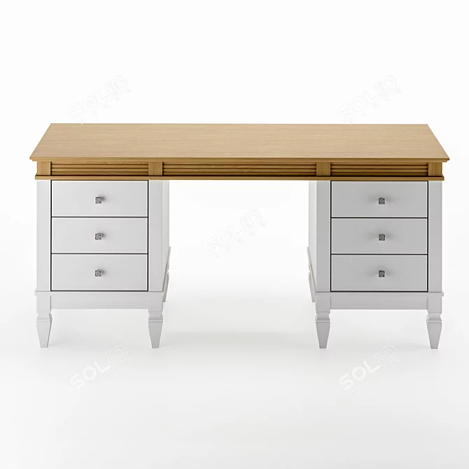 Rustic Pine Writing Desk 3D model image 1